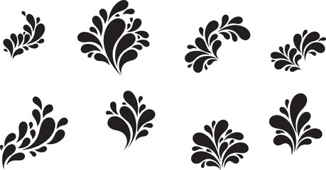 Fototapeta premium Elegant floral elements in black and white seamless pattern design background