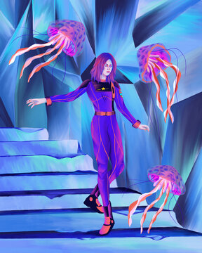 Jellyfish in a cave