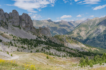 Scenic Mountain Landscape with Rocky Cliffs and Valleys, near Serre-Ponçon , Hautes-Alpes, France