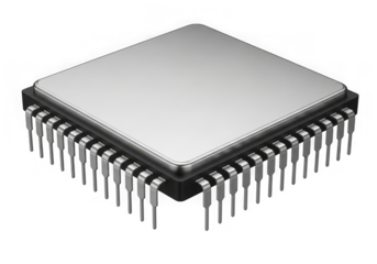 Computer microchip processor isolated on transparent background