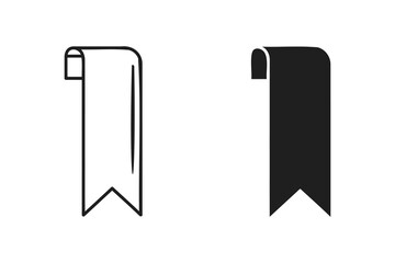 Bookmark icon outline and filled isolated on white background