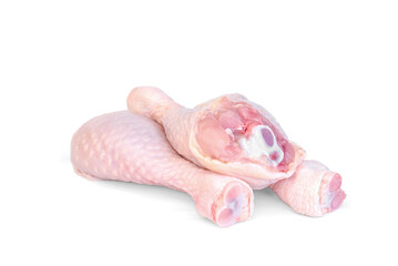 Raw chicken legs isolated on white background.