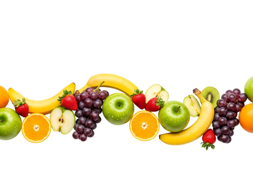 Colorful Assortment of Fresh Fruits on White Background.