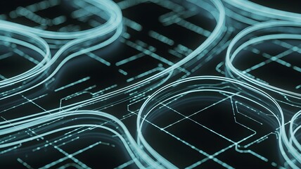 Flowing Light: The intricate, glowing pathways of a futuristic data network.