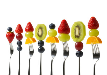 Colorful Fruit Skewers on Forks A Healthy and Delicious Treat.