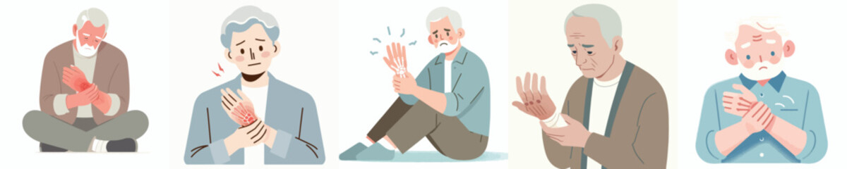 Fototapeta premium vector of a grandfather with a sprained hand