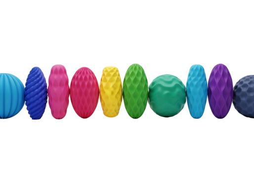 Colorful Textured Balls in a Row on White Background. - Powered by Adobe