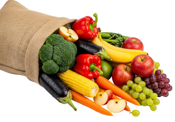 Fresh Produce Overflowing from a Grocery Bag.