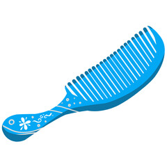 blue plastic comb illustration, personal care tools