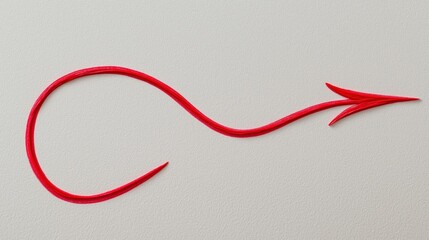 Curved Red Arrow On Neutral Textured Background