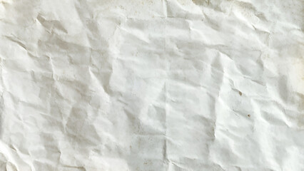 Background of white textured paper with crumples. Poster or sticker with pattern. Vintage old crumpled paper sheet. Vector illustration.