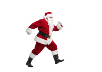 Santa claus running on a transparent background isolated on transparent background