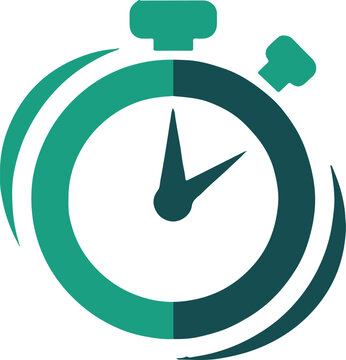 minimal two-tone stopwatch icon, timer symbol for productivity and speed, flat vector for app and web ui