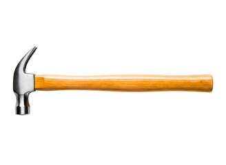 Claw hammer with wooden handle isolated on transparent background
