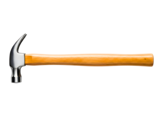 Claw hammer with wooden handle isolated on transparent background