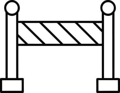 Traffic Road Barrier Outline Vector Illustration on White Background