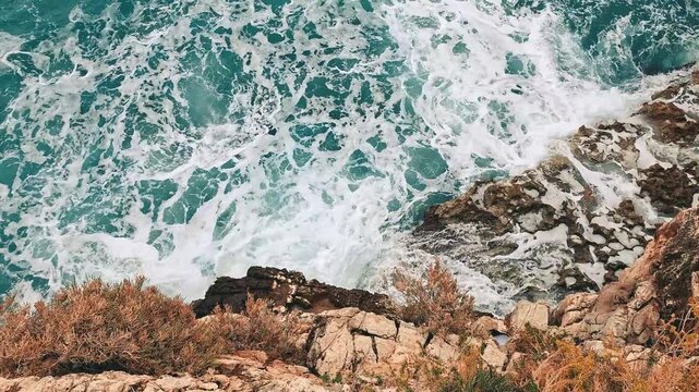 View of the bay and sea in Polignano a Mare in Italy, Europe.