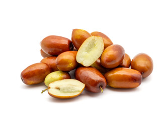 dates beans on white background