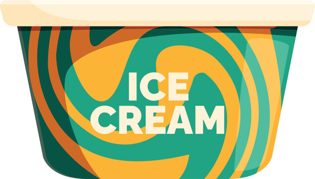 Ice cream packaging with colorful swirls design, perfect for showcasing frozen desserts