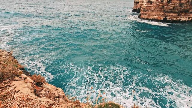 View of the bay and sea in Polignano a Mare in Italy, Europe.