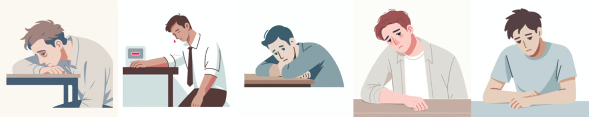 vector of a weak man suffering from anemia