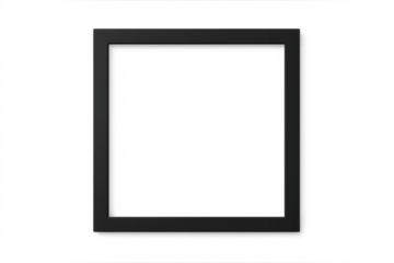 Empty black square picture frame with transparent background