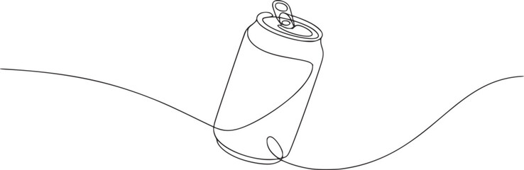 Single line drawing of an open beverage can line art minimalist