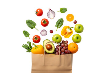 Fresh Produce Overflowing from a Grocery Bag Healthy Eating Concept.
