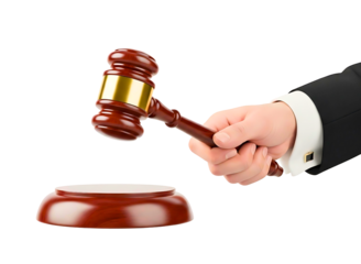 Judge s gavel and sounding block isolated on transparent background