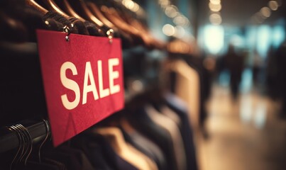 Eye-Catching Sale Sign Alert in Fashion Retail Store Interior