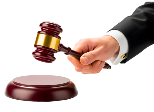 Judge s gavel and sounding block isolated on transparent background