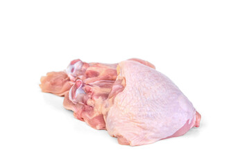 Raw chicken thigh isolated on white background.