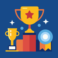 Best Achievement Medal Trophy Corporate Recognition Excellence Award Vector Illustration