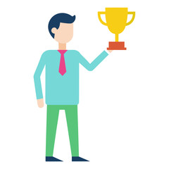 Businessperson Receiving Best Employee Award Recognition Excellence Vector Illustration