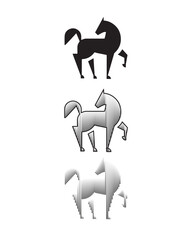 black line horse on white background set collection template Vector graphic