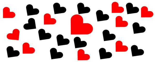 Love heart icon set. Heart shape isolated on white background. Love shape with red and black color. Vector illustration.