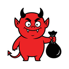 vector illustration of a cheerful little devil