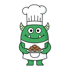 vector illustration of a friendly monster chef