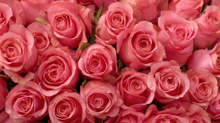 Fototapeta premium Soft pink roses fill the scene with color and fragrance creating a warm and inviting atmosphere.