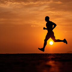 Dynamic Tennis Action: Man Playing at Sunset.