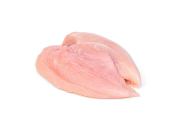 Raw chicken fillet isolated on white background.