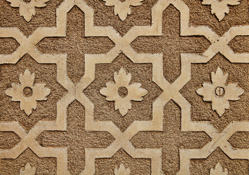 Ancient patterned stone wall in Alc&aacute;zar of Segovia, Segovia, Spain, Europe 
