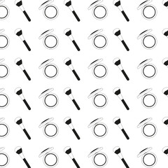 Seamless black and white pattern cosmetics. Powder and powder brush. Outline vector art