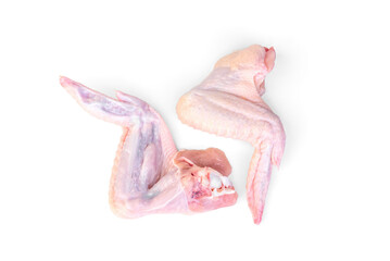 Raw chicken wings isolated on white background.