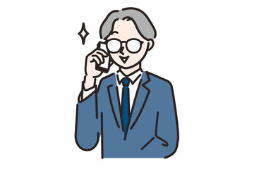 スーツを着ている通話中の男性