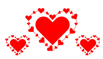 Love heart icon set. Heart shape isolated on white background. Love shape with red color. Vector illustration.