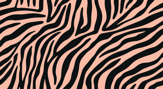 Abstract zebra print pattern with black stripes on a light peach background.