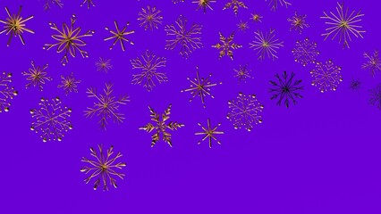 Abstract gold snowflakes on a vibrant purple backdrop perfect for Christmas, New Year, winter themes, or festive designs. High-quality vector il