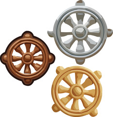 Dharma wheel turning depicts Buddhism symbol icon