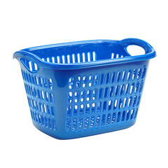 Fototapeta premium Bright blue plastic laundry basket with handles